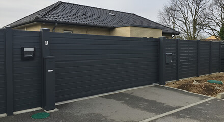 Gray Modern Fence and Gate Residential Property