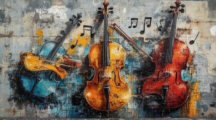 Abstract Cello Mural: Musical Art
