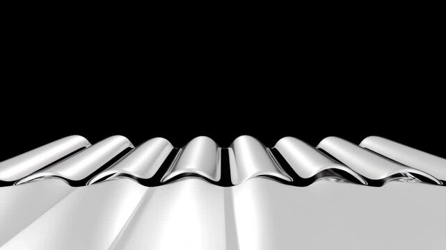 Abstract Metallic Wave Texture: Silver Corrugated Metal Background