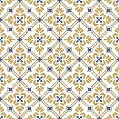 Traditional Golden Paisley with Geometrical Assets Repeat Vector Abstract Pattern  