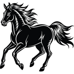 Majestic Stallion A Powerful Black Horse Illustration
