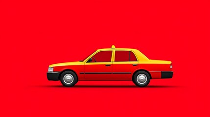 Obraz premium Minimalist pop art of a bright red taxi car.