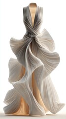 apparel mockup innovation futuristic fashion An elegant dress showcasing flowing fabric and intricate designs, perfect for high fashion and creative styling.