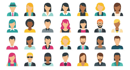 Diverse Flat Avatar Icons Representing Various People and Professions