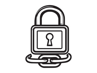 set of 6 psc different type of Chain lock clear vision simple dark black line art on white (1).eps