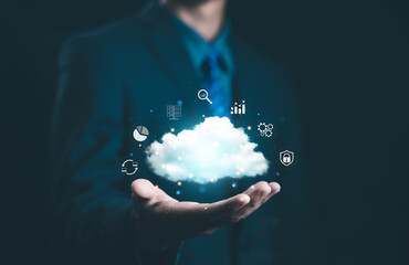Cloud storage server. Concept of Backup in computer data systems and cloud digital technology....
