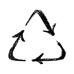 Hand drawn recycle arrow icon Recycling resources symbol Reuse of materials, zero waste, green environment, saving the planet