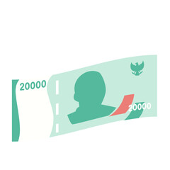Flat illustration of a 20000 rupiah Indonesian banknote featuring a portrait and national emblem. Simple, modern design, perfect for financial or economic topics.