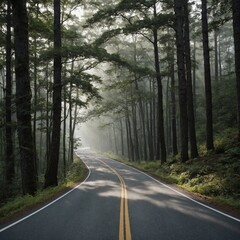 Fototapeta premium View of road passing through forest 