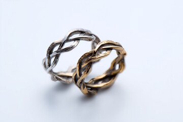 Naklejka premium unique interlocking couple rings, plain artistic design on white background