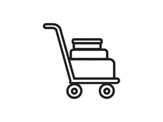 set of 6 psc different type of Luggage trolley clear vision simple dark black line art on white (2).eps