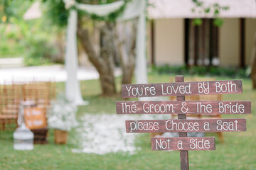 Concept of a tropical destination wedding. in front of the ocean