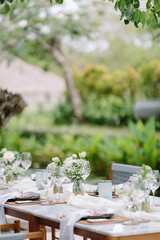 Concept of a tropical destination wedding. in front of the ocean