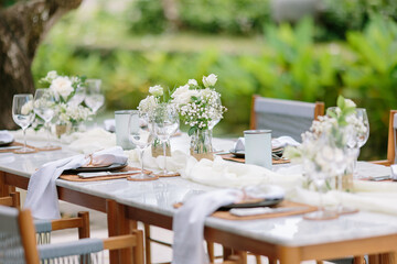 Concept of a tropical destination wedding. in front of the ocean