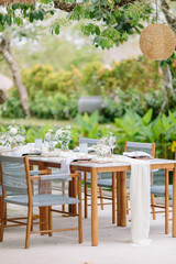 Concept of a tropical destination wedding. in front of the ocean