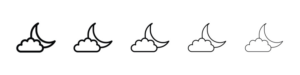 Cloud moon icon for mobile concept and web design.