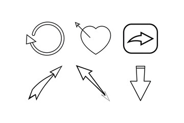 heart and heartbeat symbol -arrow set- vector art