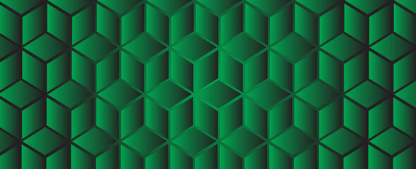 Dark hexagon abstract technology background with bright green flashes below the hexagon. Vector hexagon abstract technology background.