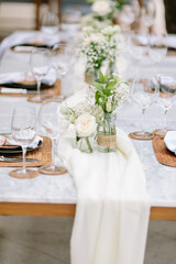 Concept of a tropical destination wedding. in front of the ocean