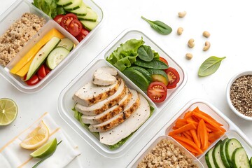 Stack of containers with food in them