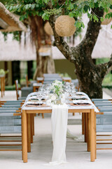 Concept of a tropical destination wedding. in front of the ocean