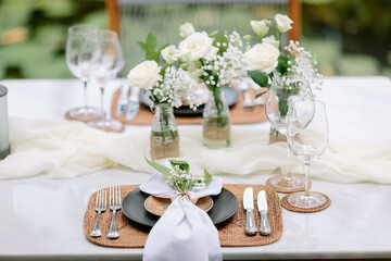 Concept of a tropical destination wedding. in front of the ocean