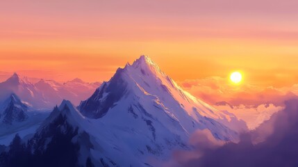 Tent on mountain peak at sunrise