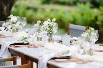 Concept of a tropical destination wedding. in front of the ocean
