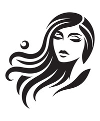 Beauty woman Face and hair style logo vector, woman Face vector illustration.