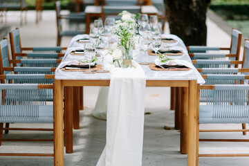Concept of a tropical destination wedding. in front of the ocean