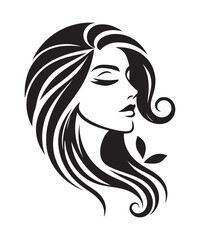 Beauty woman Face and hair style logo vector, woman Face vector illustration.
