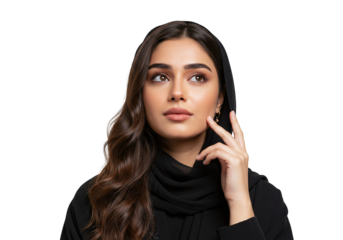 Photo of a beautiful young arab woman in hijab isolated on white transparent background