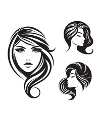 Beauty woman Face and hair style logo vector, woman Face vector illustration.