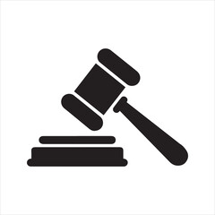 Judge Gavel Silhouette Icon for Law and Auction Concept