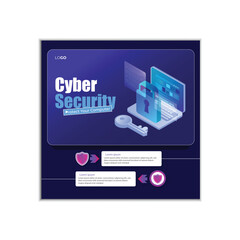 Cyber security squared flyer template