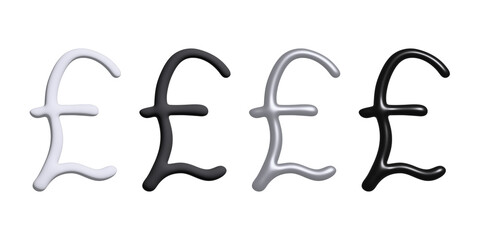 Obraz premium 3d british pound currency symbol set Brush stroke doodle Single element for design