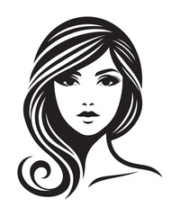 Beauty woman Face and hair style logo vector, woman Face vector illustration.