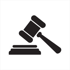 Judge Gavel Silhouette Icon for Law and Auction Concept