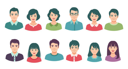 Vector Illustration of Diverse, Stylized, Elderly People Portraits