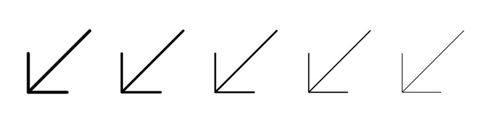 Down left icon for mobile concept and web design.