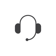 Headset call center solid glyph icon