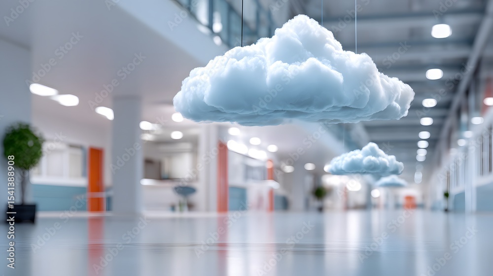 Poster a conceptual image illustrating cloud computing in healthcare, with a digital cloud symbolizing stor