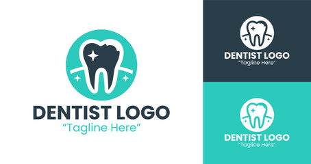 Professional and Modern Dentist Logo Design with Tooth Icon for Health Branding