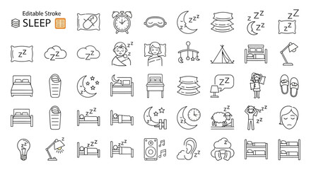 Editable Sleep Icons Line Art Collection for Design Projects