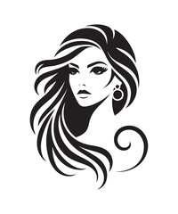 Beauty woman Face and hair style logo vector, woman Face vector illustration.