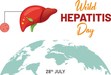 World hepatitis day illustration featuring a healthy liver diagram on a white background with a date.