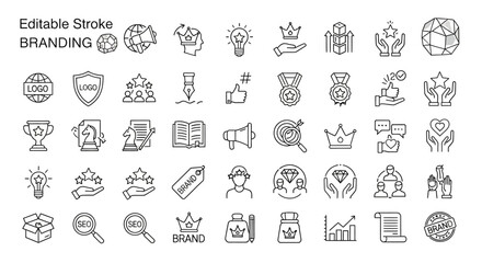Editable Stroke Branding Icons 40 Line Icons for Business & Marketing