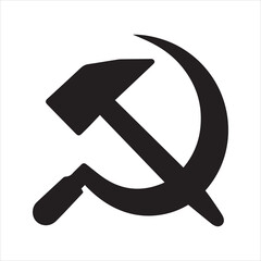 Hammer and Sickle Silhouette Symbol Icon for Political and Historical Concepts