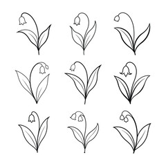 Set of lily of the vector Silhouette illustration