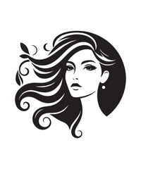 Beauty woman Face and hair style logo vector, woman Face vector illustration.